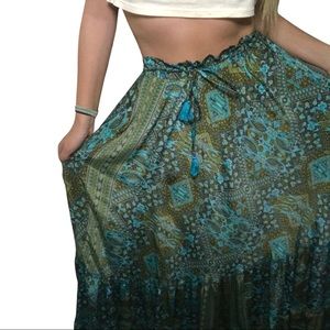 hippie blue/green maxi skirt